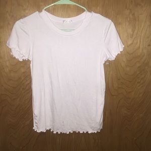 White ruffle T shirt top