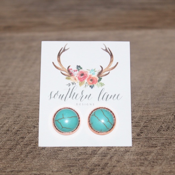 Turquoise Stud Earrings - Picture 1 of 2