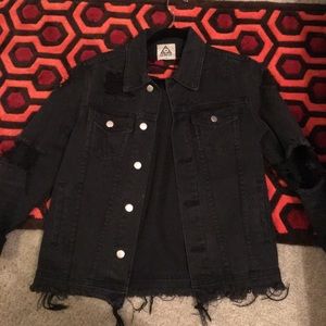 UNIF black denim destroyed distressed jean jacket