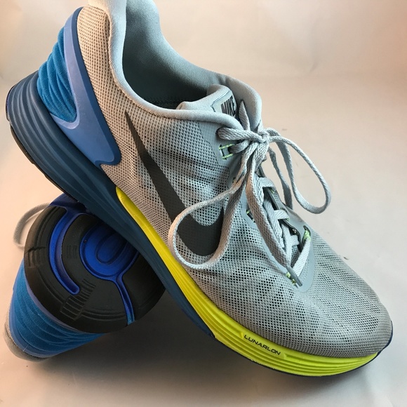 Nike Shoes Lunarglide 6 Mens 10 44 Eur Grey Blue Yellow Poshmark