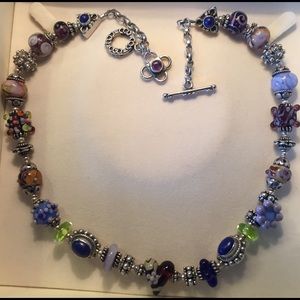Custom made jeweled and glass necklace
