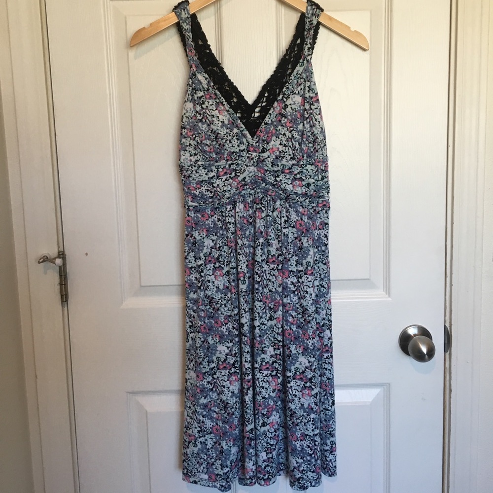 Candie’s Floral Medium Dress Black Crochet Lace