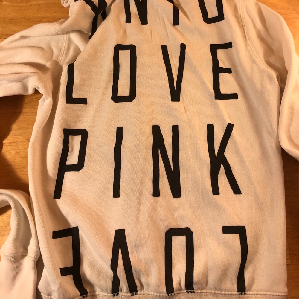 VS Pink XS White Zip-up Hoodie