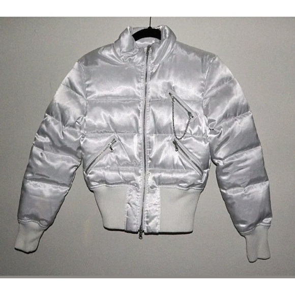 Express Jackets & Blazers - EXPRESS White Satin Down Puffer Jacket 
Size S