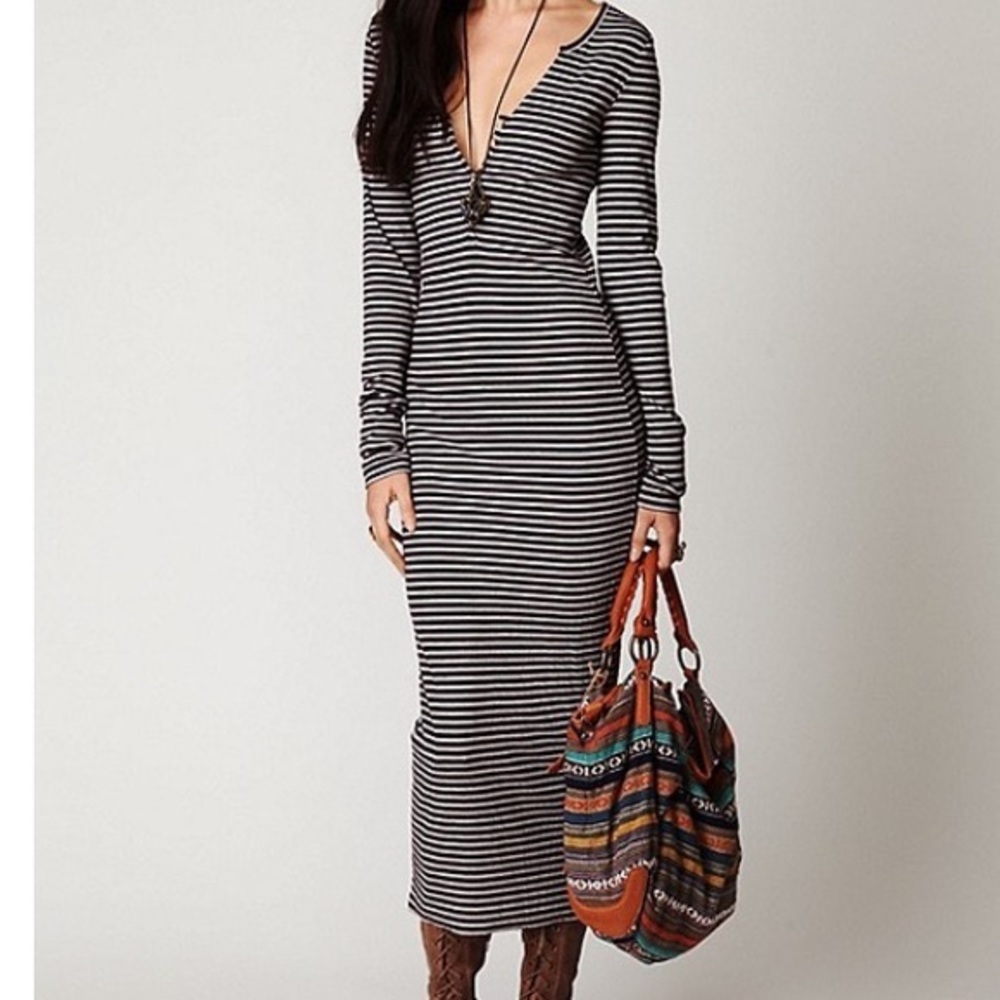 Black and White Strip Maxi Dress