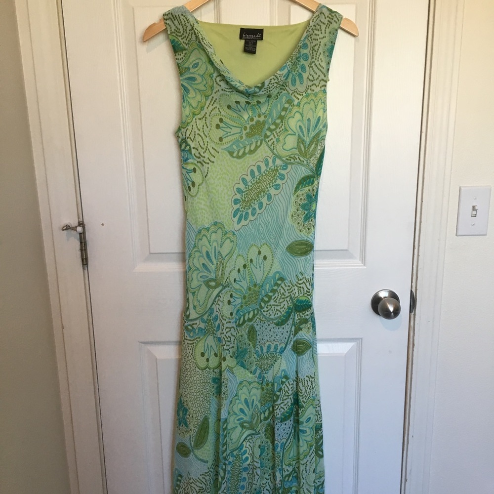 Long Green + Blue Dress + Sweater Combo