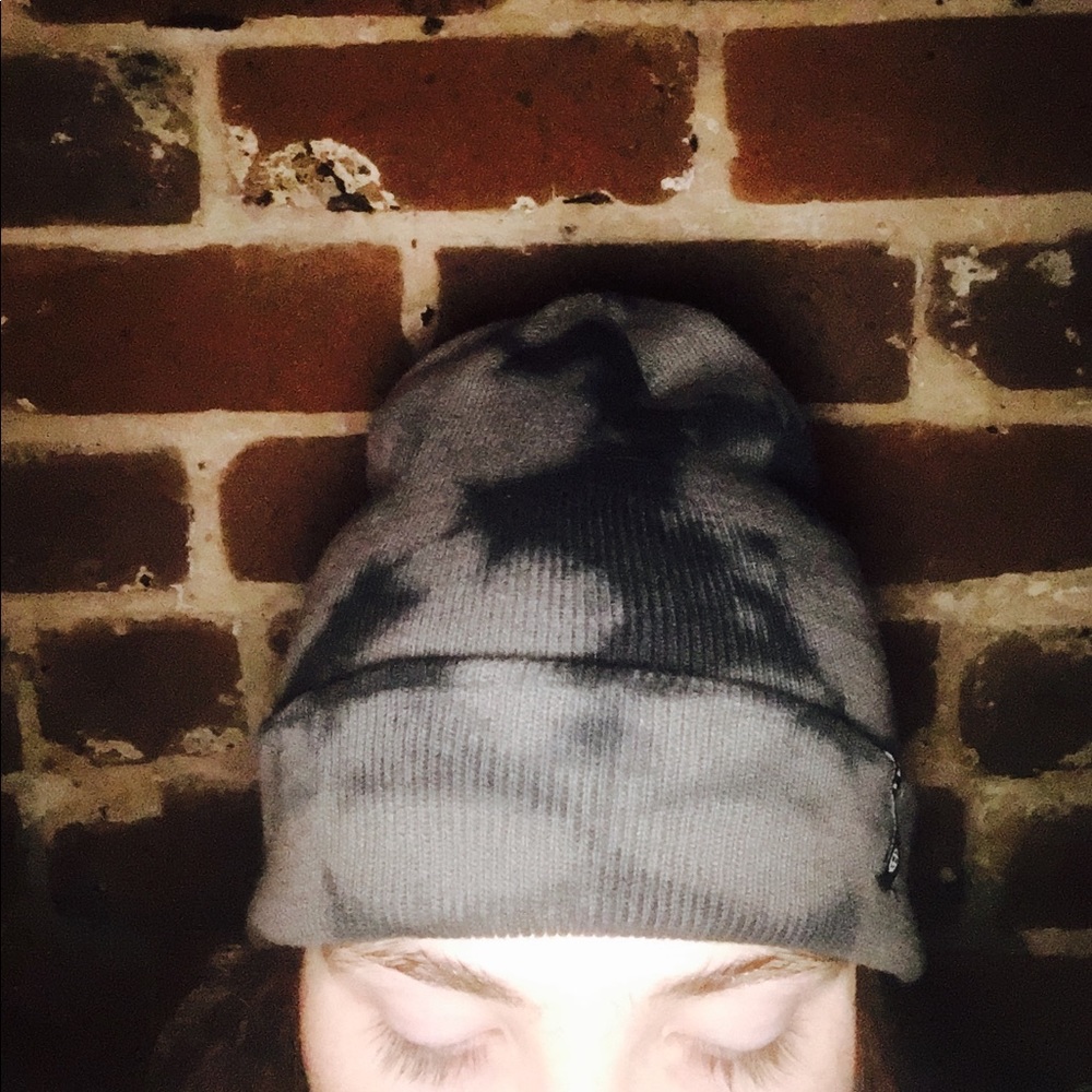 Gray and black tie dye Huf beanie
