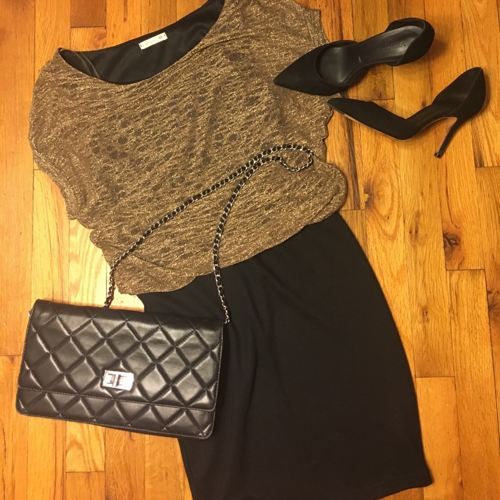 Gold and Black mini bodycon dress