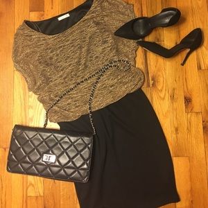 Gold and Black mini bodycon dress
