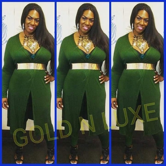 Olive color 2pc pants suits - Picture 1 of 1