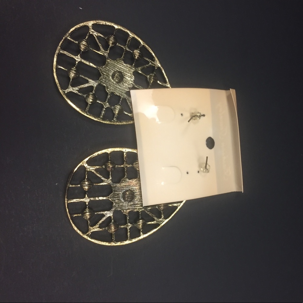 Colorful large earrings w/pink & blue stones - Picture 2 of 3