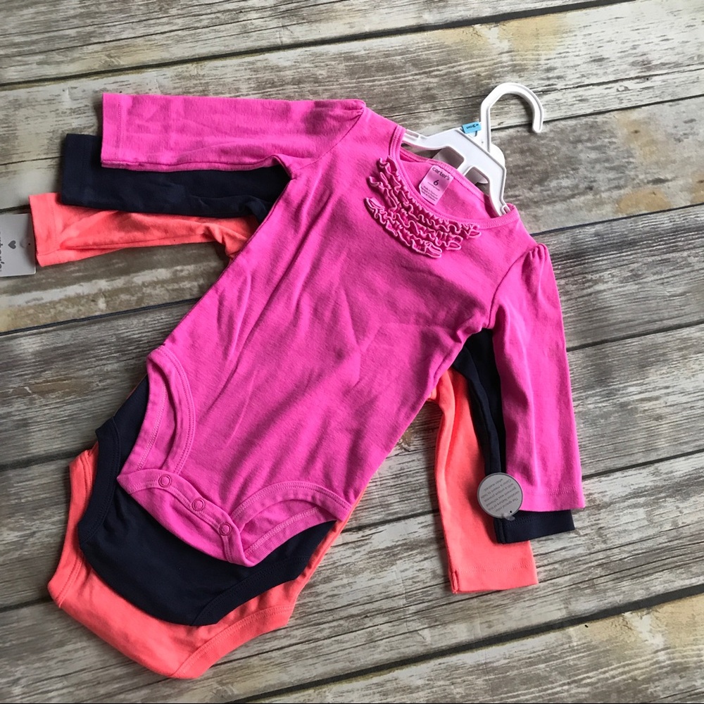 Carter's 3 Piece Long Sleeve Onesie Set 6 Months
