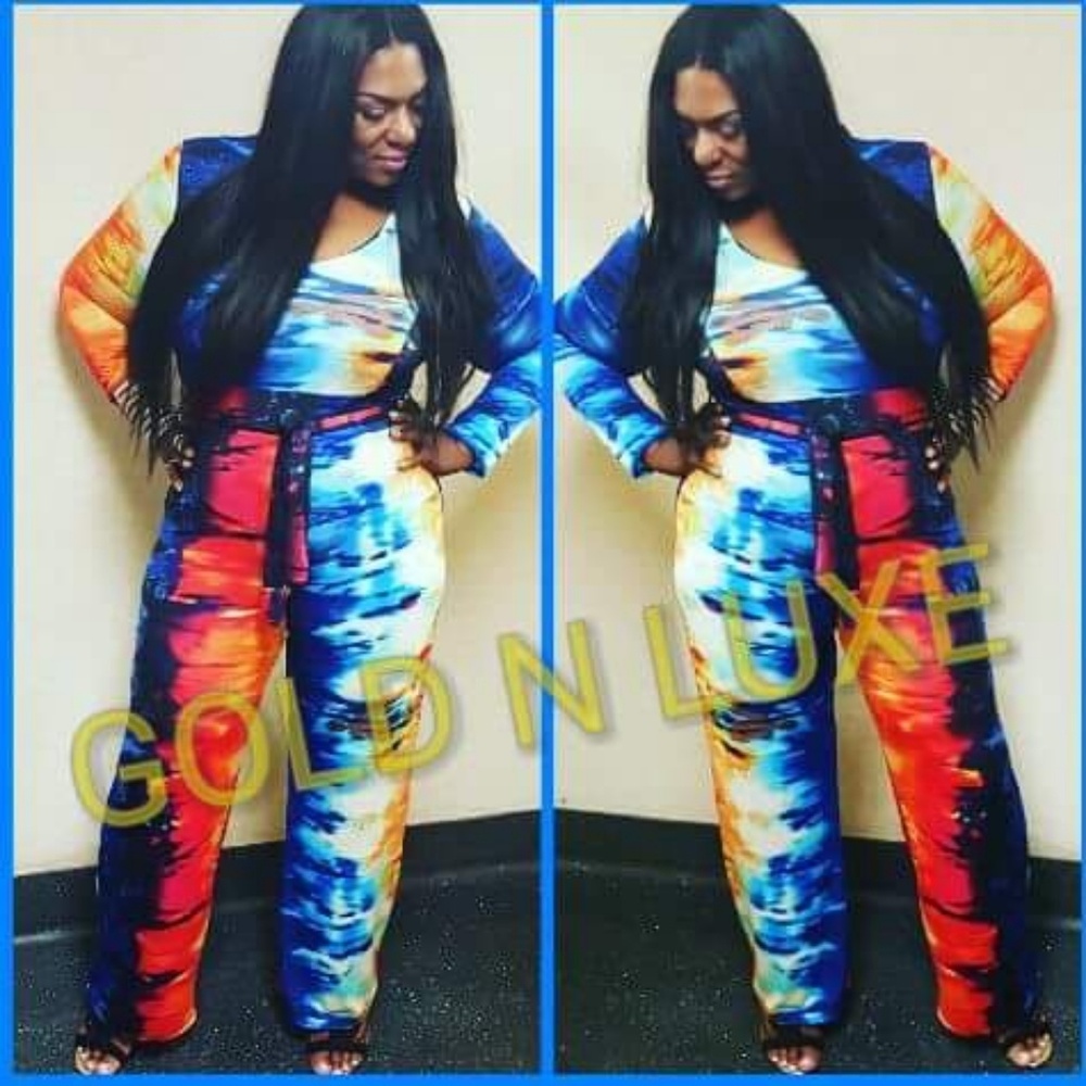 Multi color plus size one piece women jumpsuit