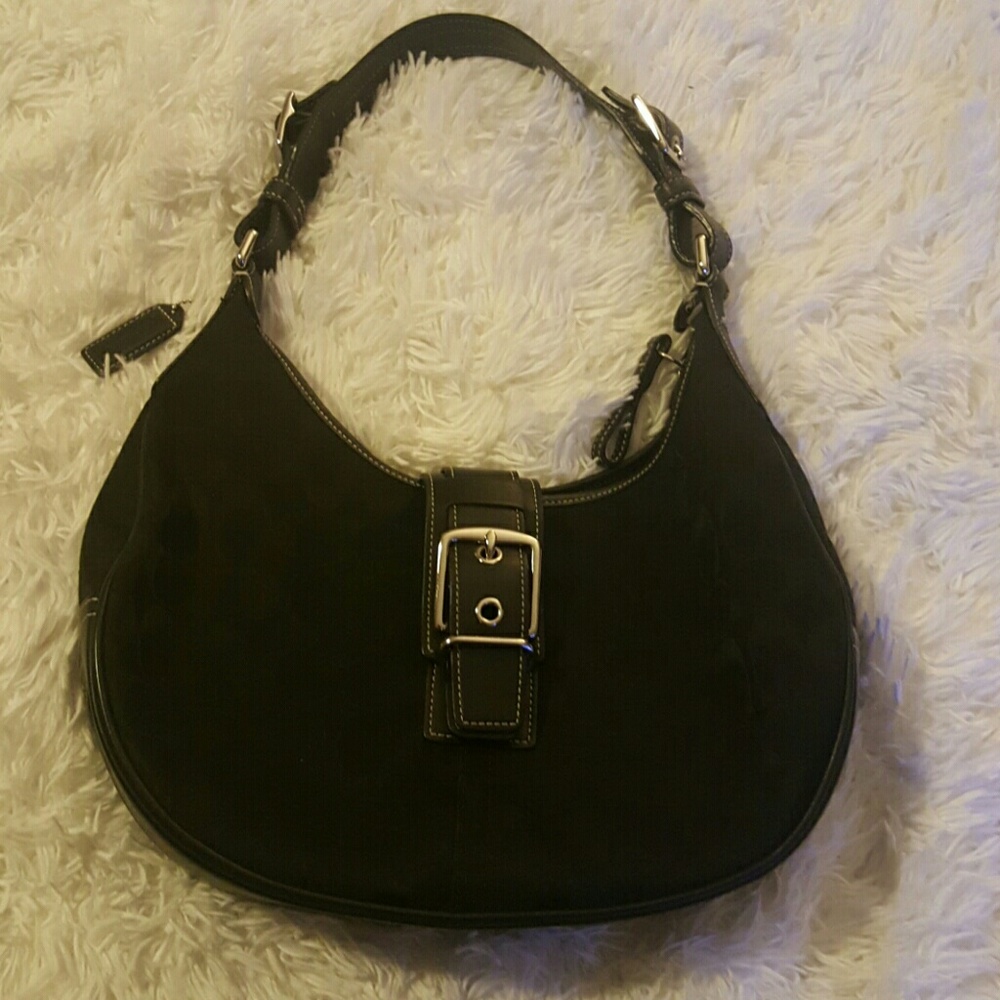Authentic Black Coach signature Logo  Hobo Bag