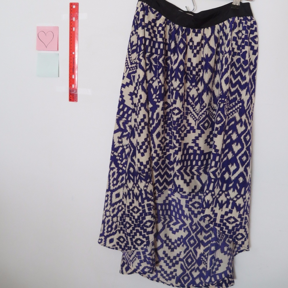 Charlotte Russe blue and white long flowy skirt