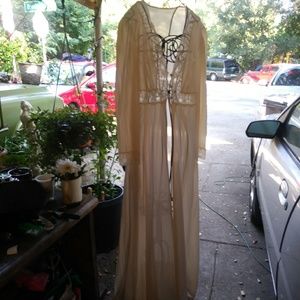 Long Vintage Robe with Lace