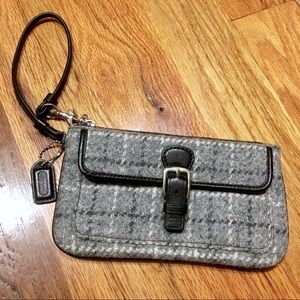 Coach Soho Wristlet 7.5" x 4.25" wool gray plaid