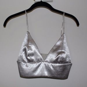 SILVER SATIN BRALETTE