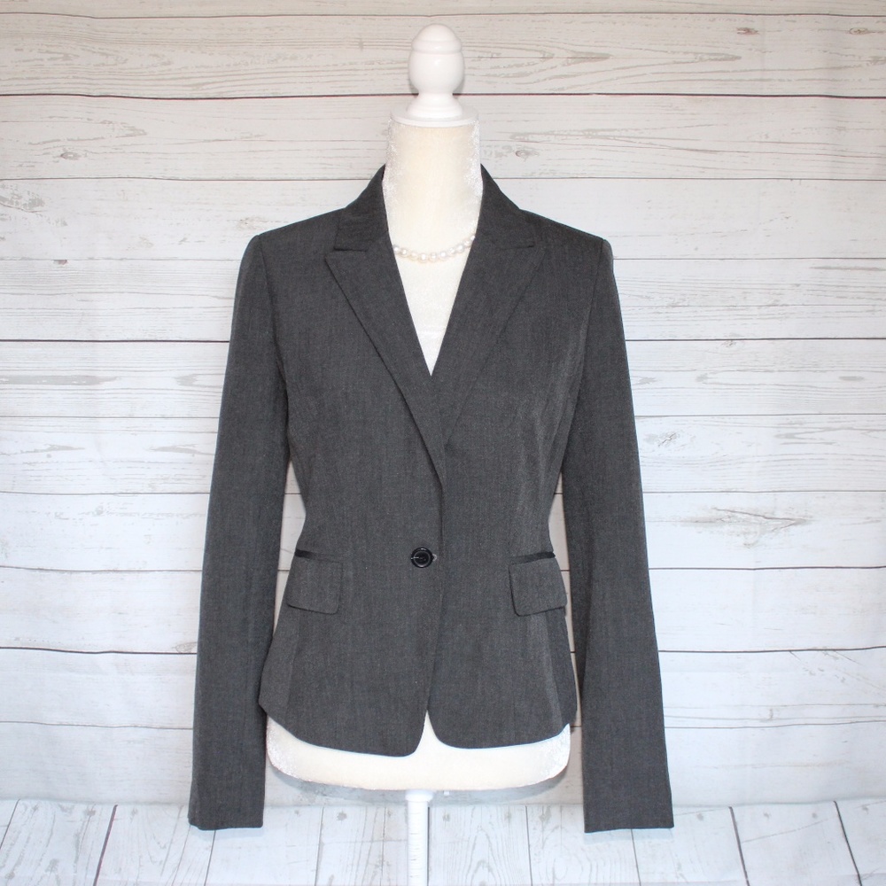 Ann Taylor Dark Grey Blazer One Button Blazer s 4