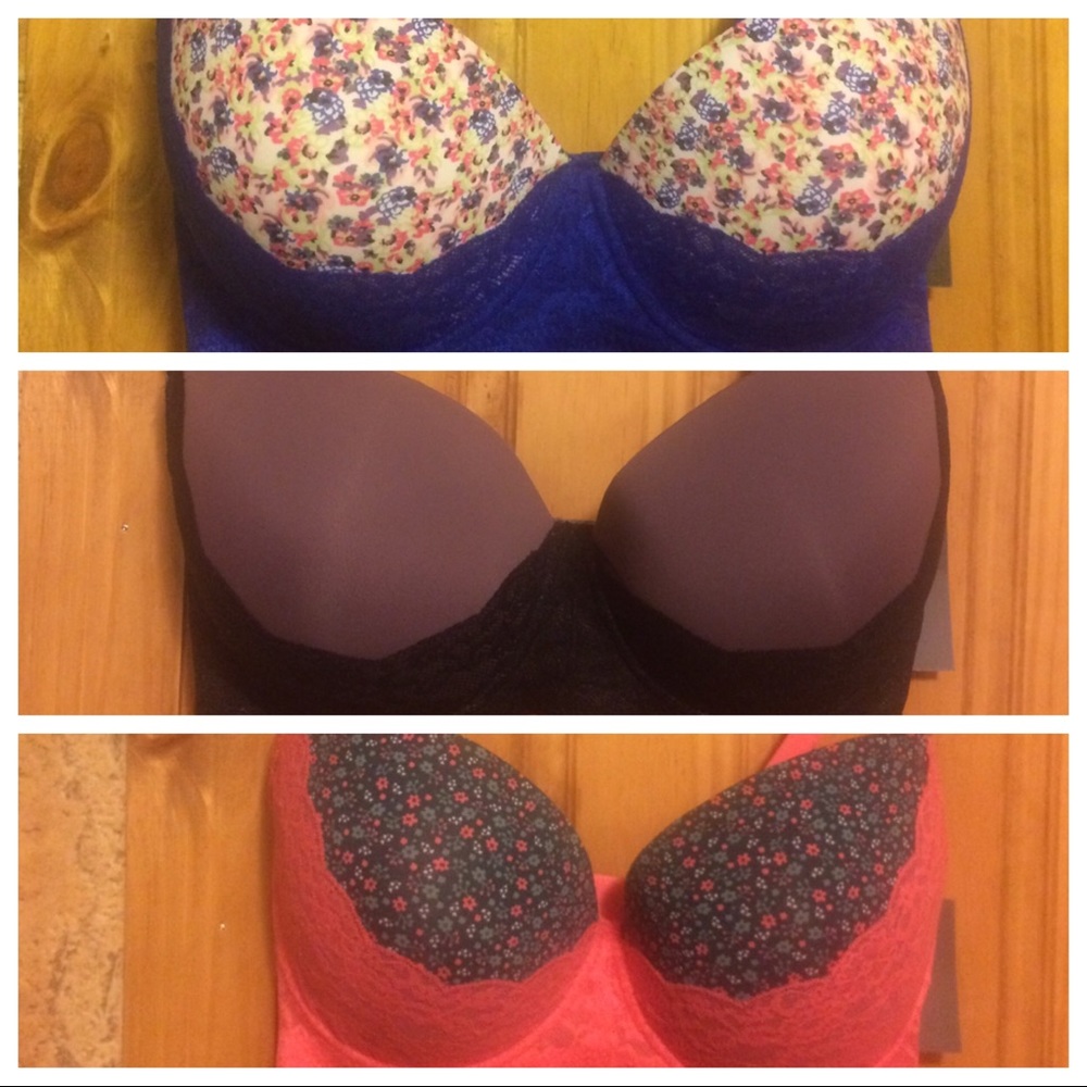 Set of 3 convertible bustier bras 34F