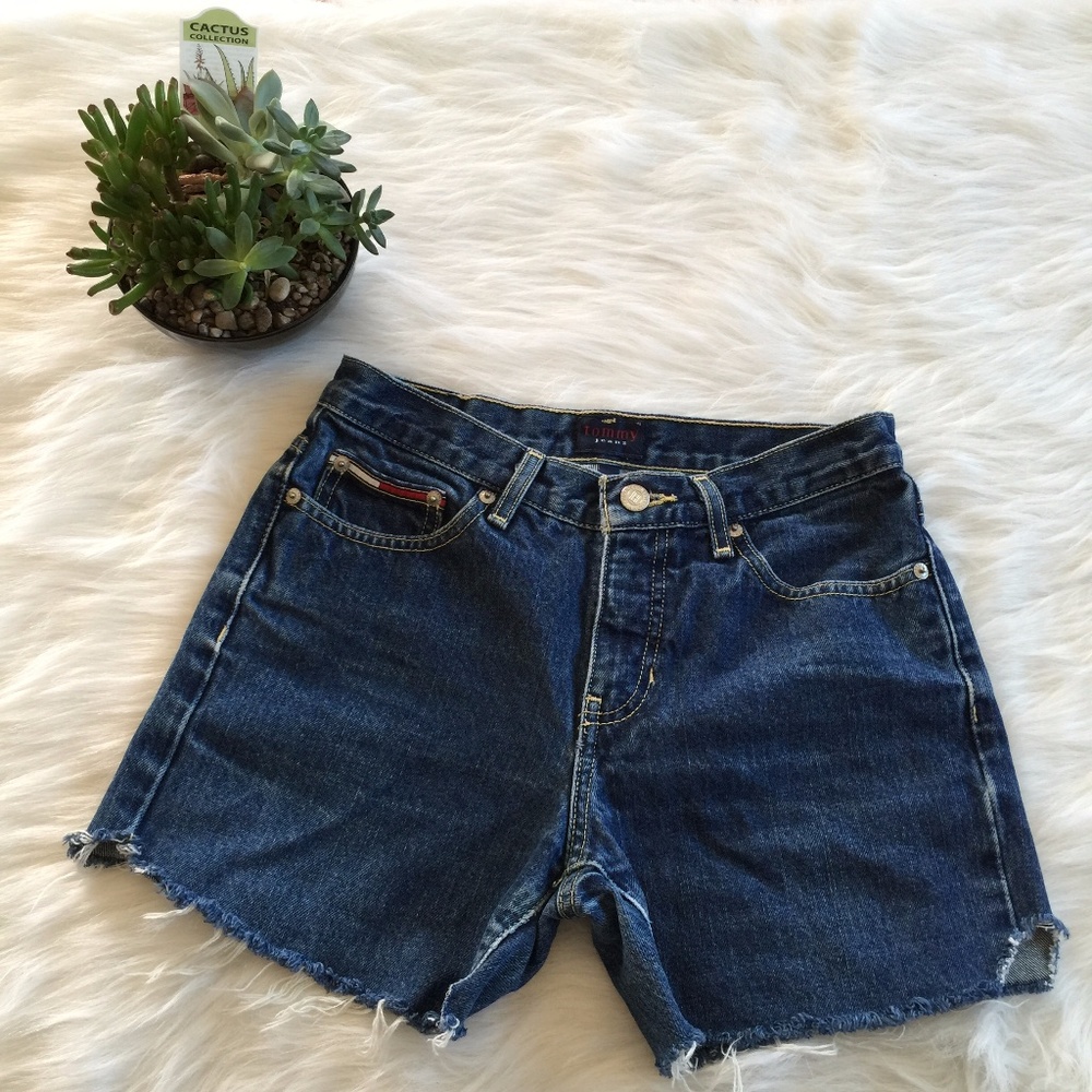 Tommy Hilfiger Distressed Fringed Hem Jean Shorts