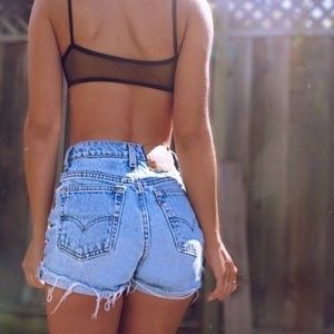 Vintage levi denim distressed shorts