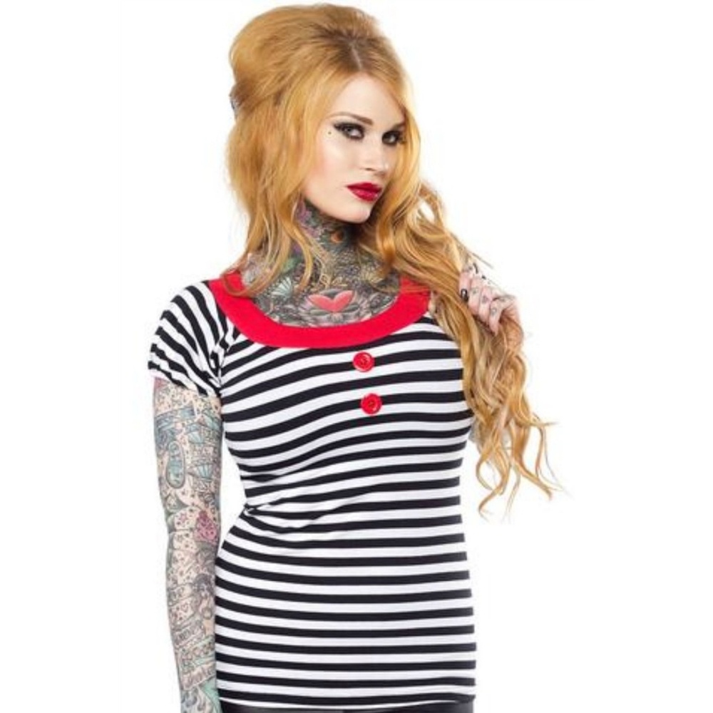 Sourpuss Striped "Beki" Top Sz M