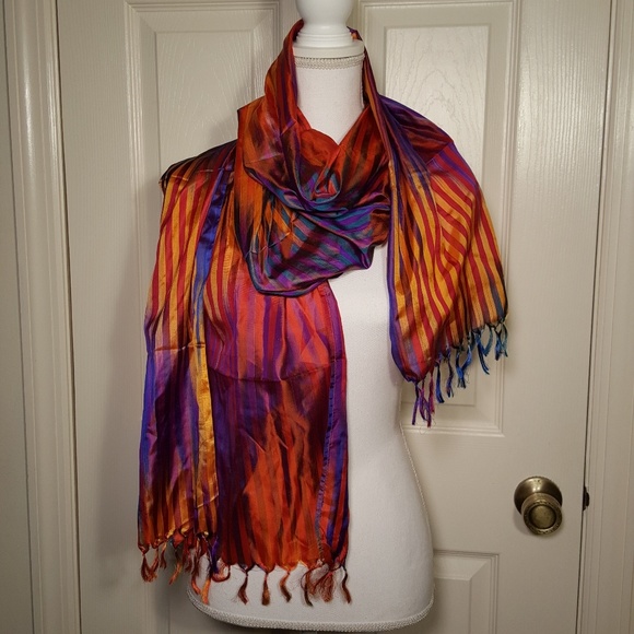 Craft Traditions Accessories - Colorful Artisan Hand-dyed Silk Scarf