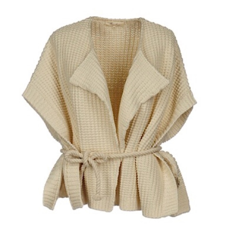 Bulky Cream Shaw collar sweater cardigan NWT