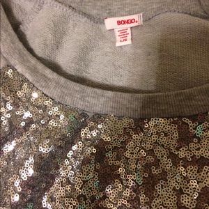 Sz lg Silver Sequin Heather Grey Bongo sweatshirt