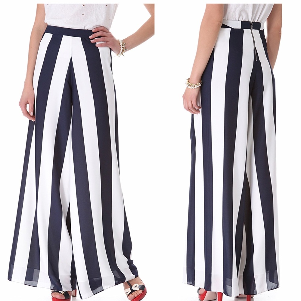 Alice + Olivia Flared Striped Pants