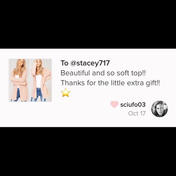 LAST ONE LARGE Blush Chunky Knit Open Cardigan. - Picture 4 of 5