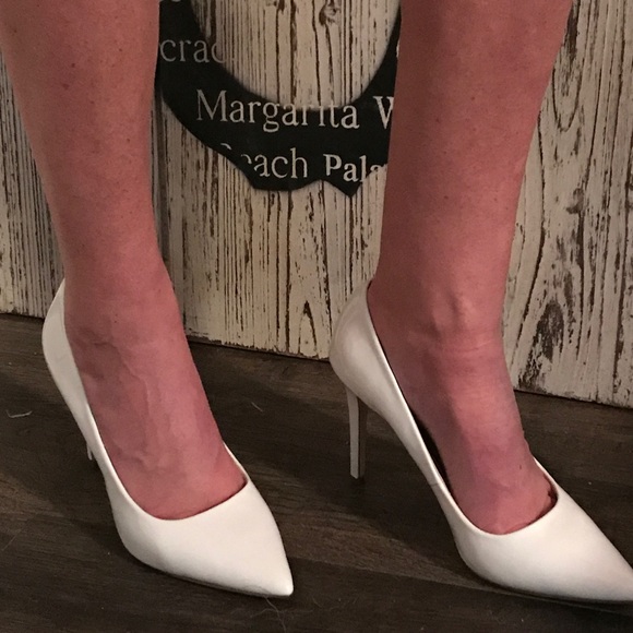 white patent stilettos