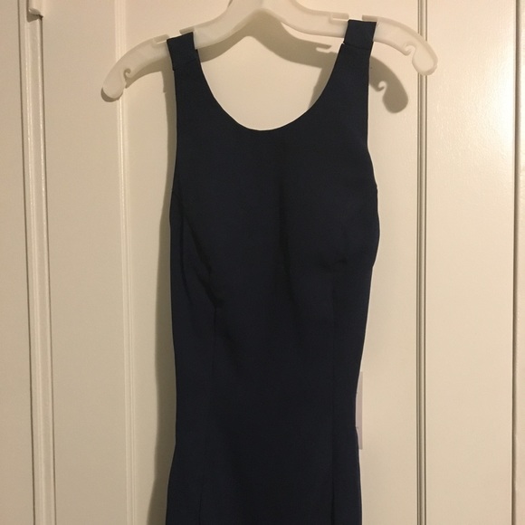 Midnight Blue Long highneck criss cross open back - Picture 2 of 8