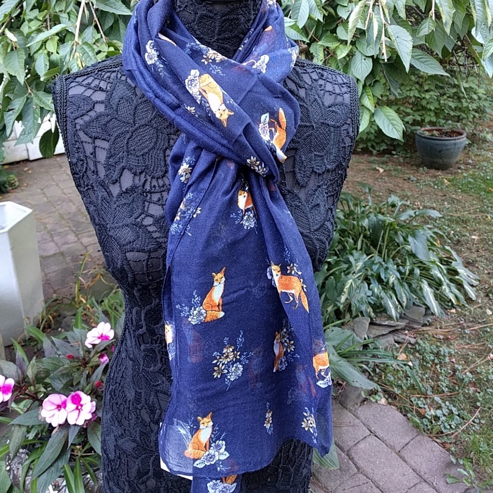 Navy Blue Fox Scarf