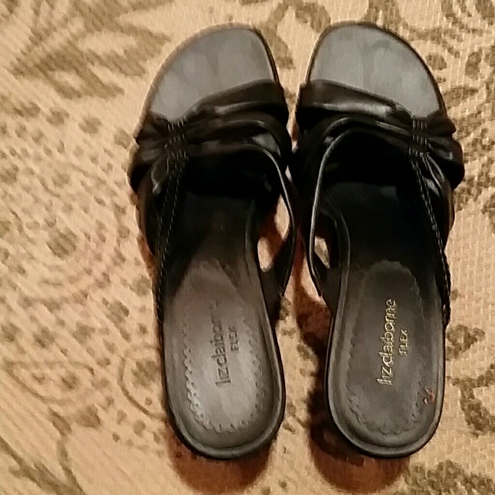 Black Liz Claiborne wedge sandals