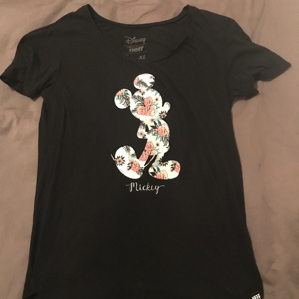 Black Neff t-shirt with Hawaiian floral Mickey!