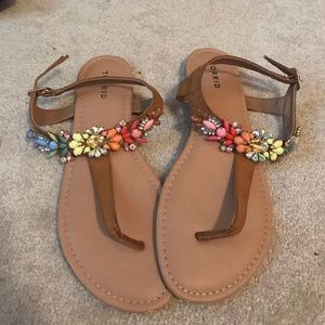 Torrid multi colored jeweled sandals size 10