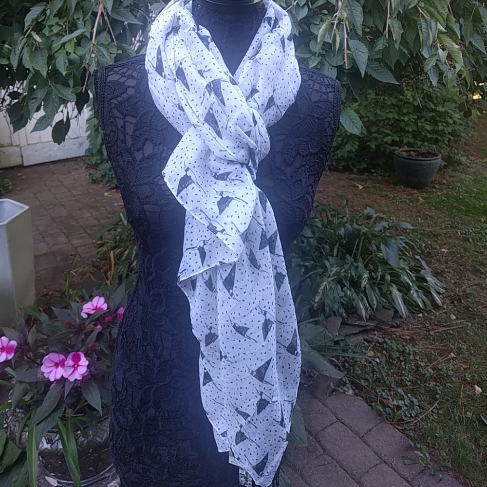 Black and White Bird Scarf
