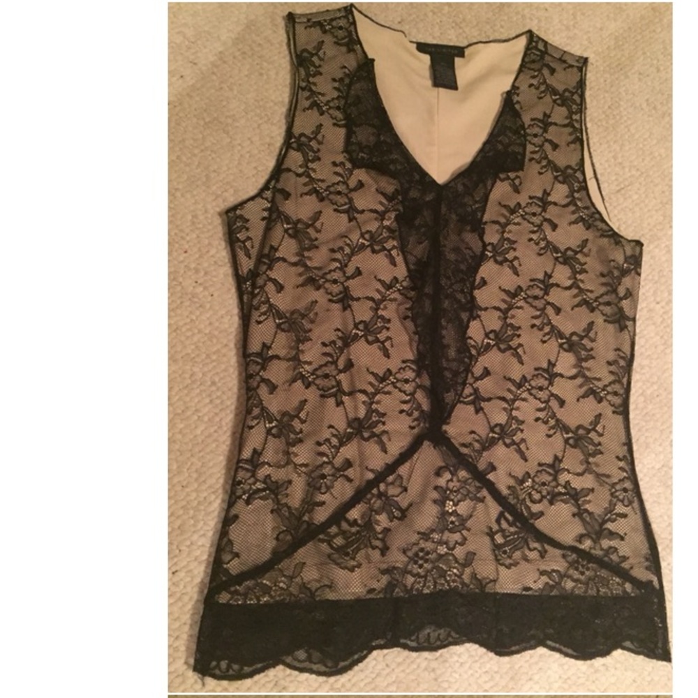LIMITED Sleeveless Black Lace Nude Lined Top XS - Picture 2 of 6