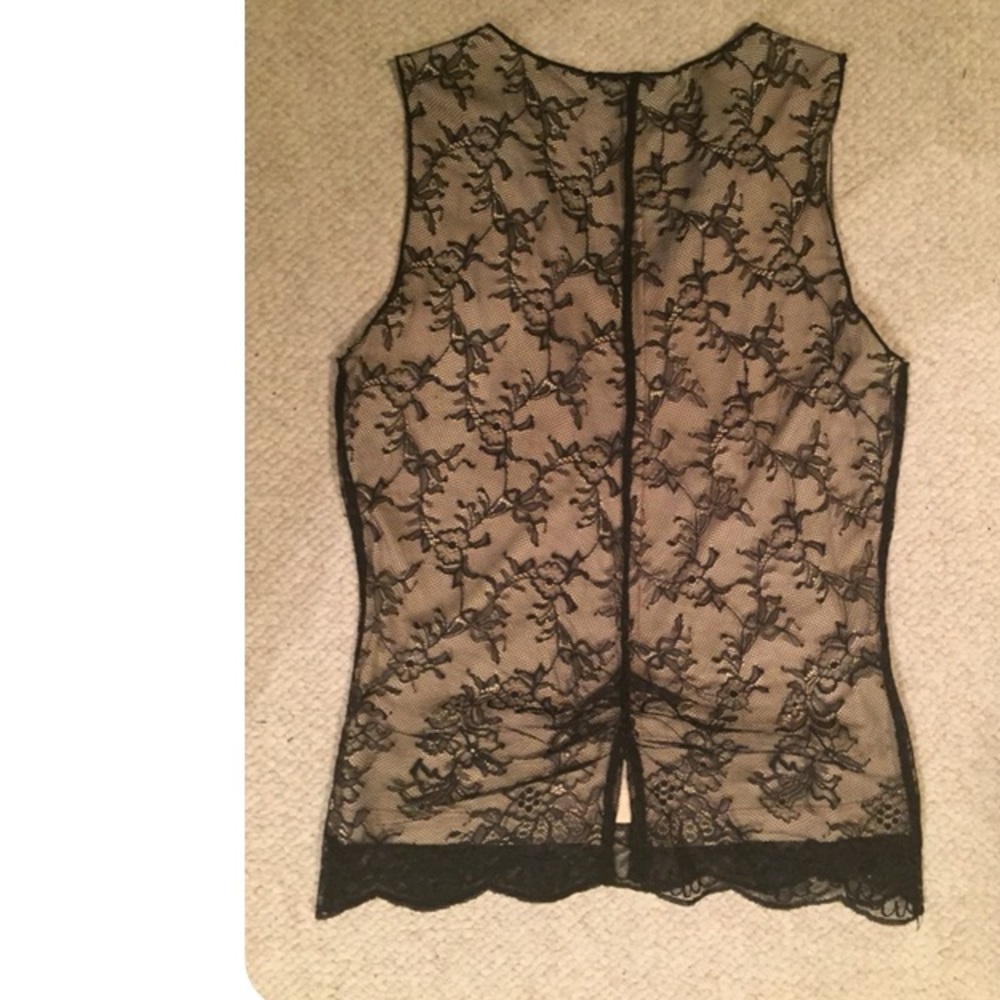 LIMITED Sleeveless Black Lace Nude Lined Top XS - Picture 5 of 6