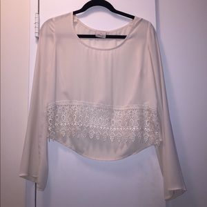 Ivory cropped long sleeve with lace detail