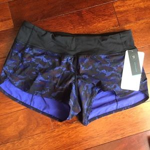 NWT Lululemon Mini Hounds Purple Camo Speed Shorts