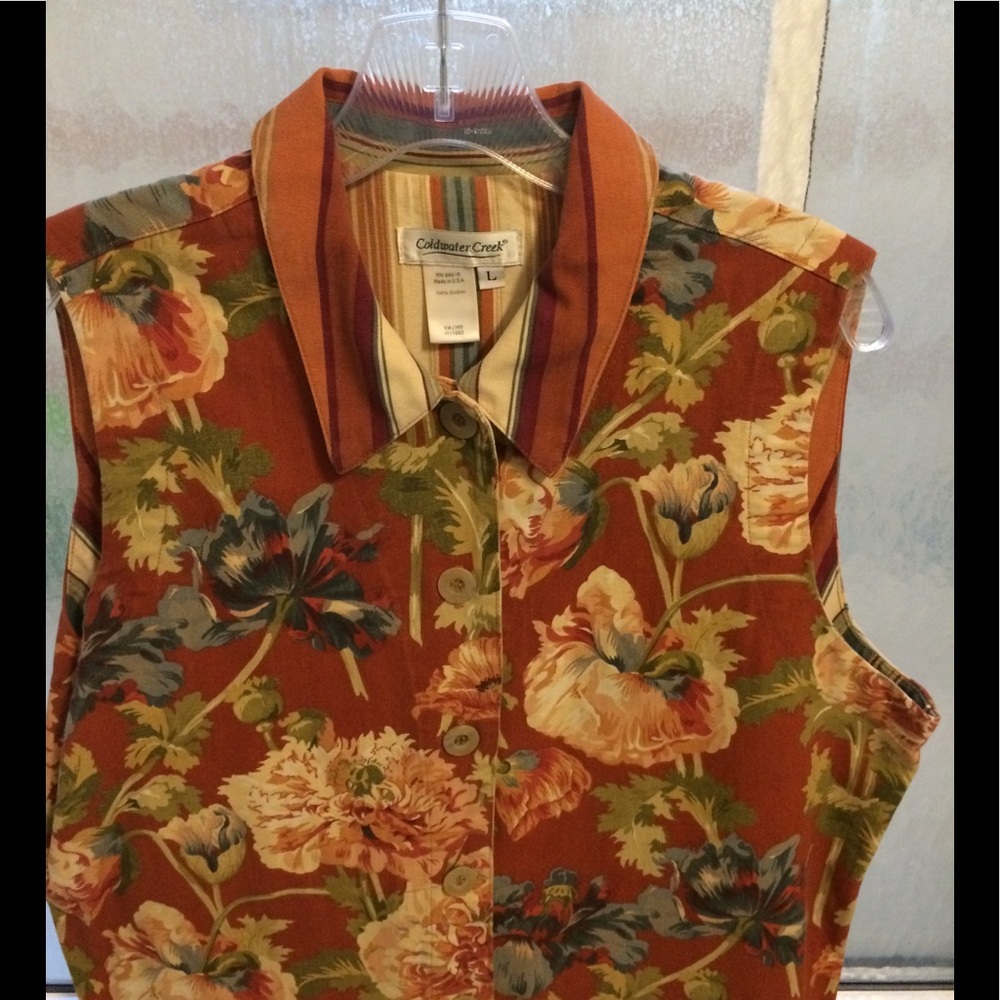 Cold Water Creek floral vest, button front