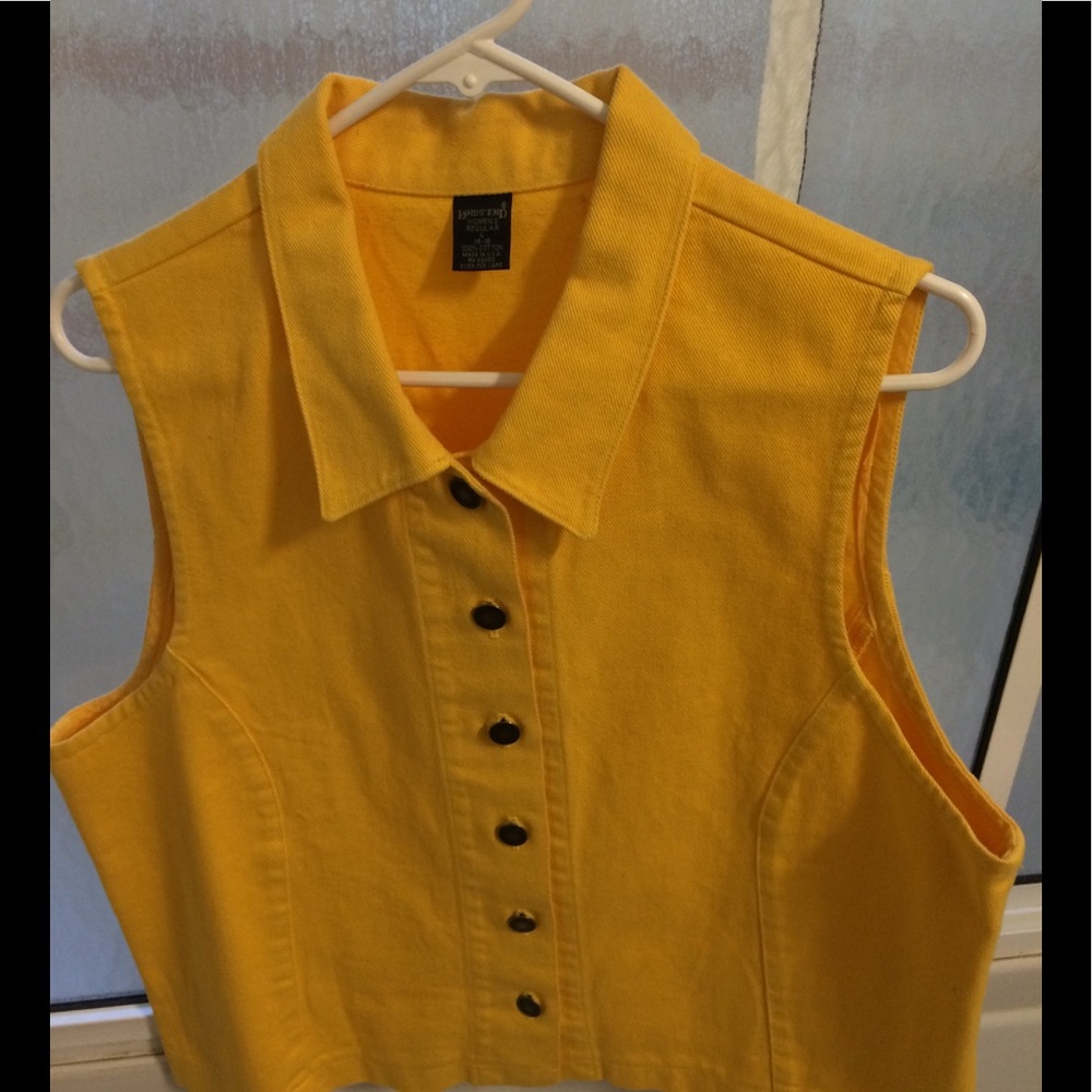 Bright yellowish vest by Lands End.  All cotton
