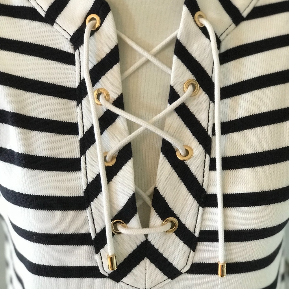 KATE SPADE COTTON JERSEY LACE-UP DRESS - Picture 4 of 5