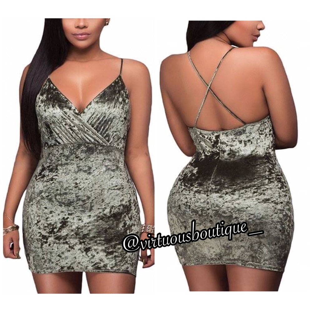 Spaghetti Strap Olive Bodycon Dress