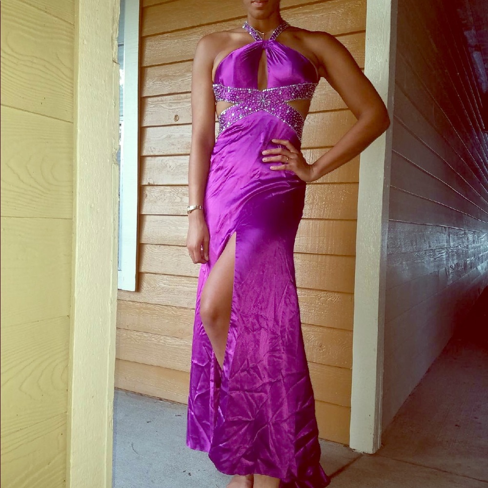 Floor Length Purple Formal Prom Gown