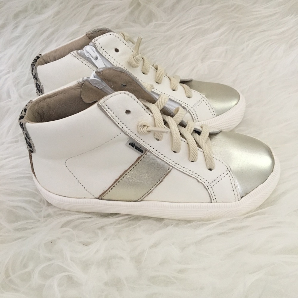 💖Old Soles Top Shelf White/Metallic Gold Sneakers