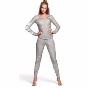 VS PINK Grey Thermal Henley PJ